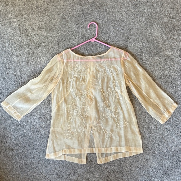 NIC+ZOE Tops - Nic + Zoe Sheer Floral Embroidered Blouse